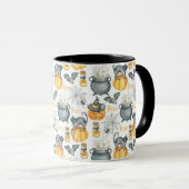 Grappige Halloween ketel en katten patroon Mok (Voorkant rechts)