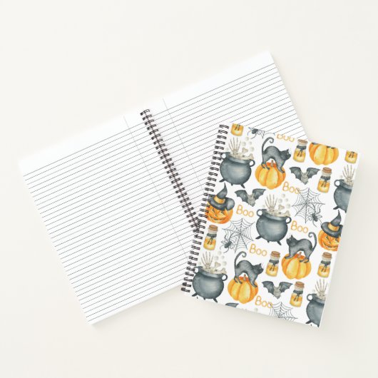 Grappige Halloween ketel en katten patroon Notitieboek (Binnen)