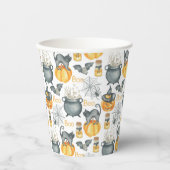 Grappige Halloween ketel en katten patroon Papieren Bekers (Voorkant)