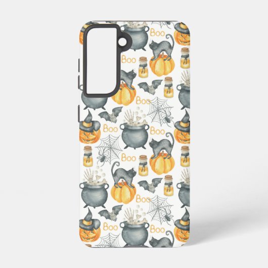 Grappige Halloween ketel en katten patroon Samsung Galaxy Hoesje (Achterkant)