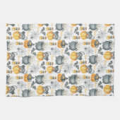 Grappige Halloween ketel en katten patroon Theedoek (Horizontaal)
