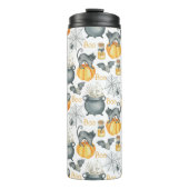 Grappige Halloween ketel en katten patroon Thermosbeker (Voorkant)