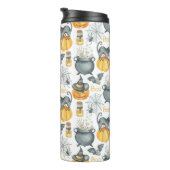 Grappige Halloween ketel en katten patroon Thermosbeker (Geroteerd rechts)
