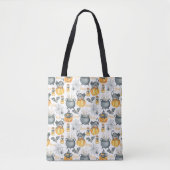 Grappige Halloween ketel en katten patroon Tote Bag (Voorkant)
