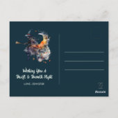 Grappige Halloween ketel Vliegend Broom Basic Witc Briefkaart (Achterkant)