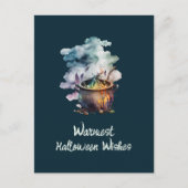 Grappige Halloween ketel Vliegend Broom Basic Witc Briefkaart (Voorkant)