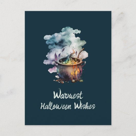 Grappige Halloween ketel Vliegend Broom Basic Witc Briefkaart (Voorkant)