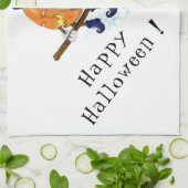 Grappige Halloween Keuken Handdoek Witch Pumpkin V (Gevouwen)