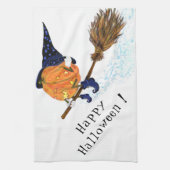 Grappige Halloween Keuken Handdoek Witch Pumpkin V (Verticaal)