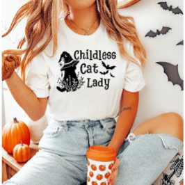 Grappige Halloween kinderloze kat dame T-shirt