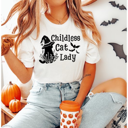 Grappige Halloween kinderloze kat dame T-shirt