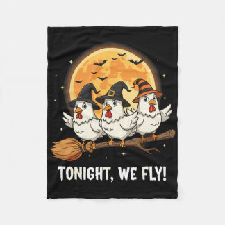 Grappige Halloween Kip Heksen Bezem Spookachtig  Fleece Deken