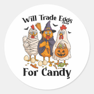 Grappige Halloween kippenhandel eieren voor Snoep Ronde Sticker