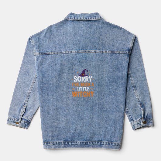 Grappige Halloween Kleine Hekserige Quote Ontwerp Denim Jacket (Achterkant)