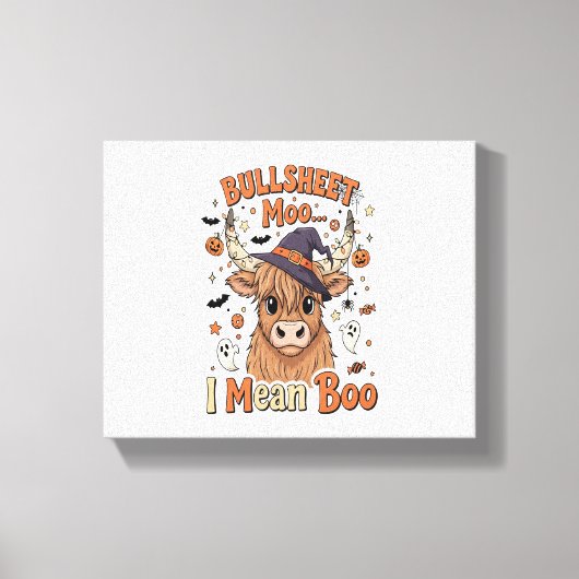 Grappige Halloween Koe Bullsheet Ik bedoel Canvas Afdruk (Voorkant)