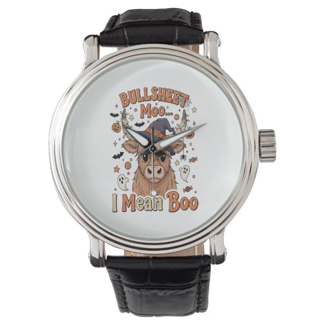 Grappige Halloween Koe Bullsheet Ik bedoel Horloge (Voorkant)