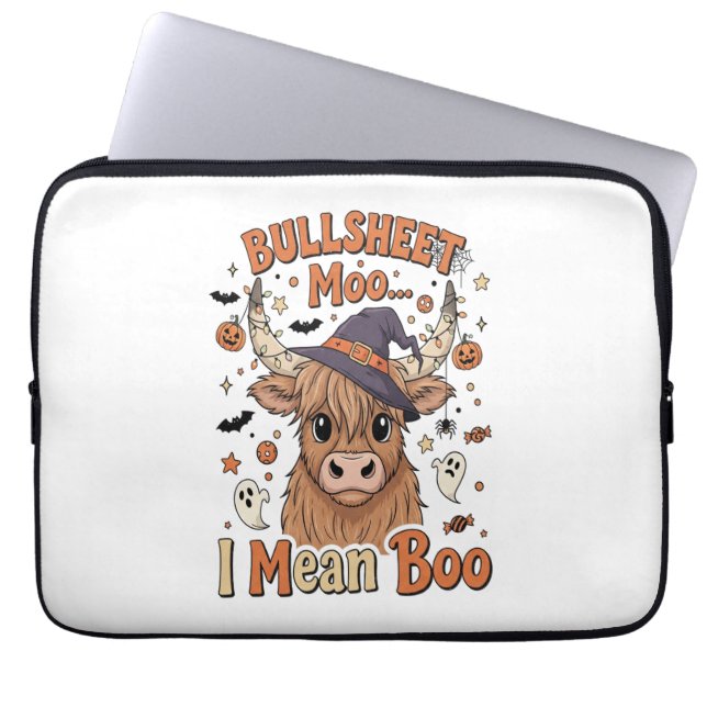 Grappige Halloween Koe Bullsheet Ik bedoel Laptop Sleeve (Voorkant)