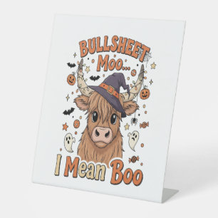 Grappige Halloween Koe Bullsheet Ik bedoel Reclamebord Met Voetstuk