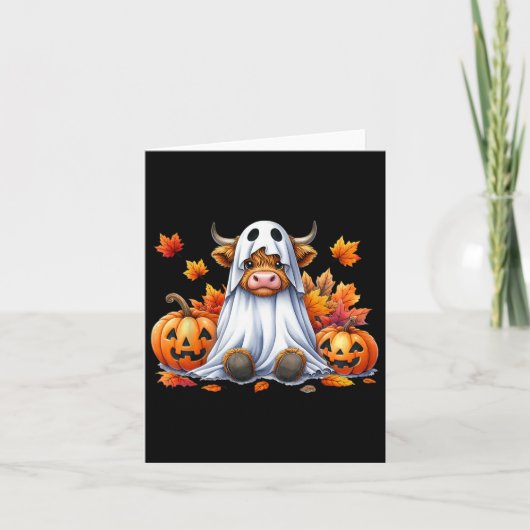 Grappige Halloween Koe Hallo Ghost Spooky Pumpkin Kaart (Voorkant)