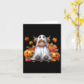 Grappige Halloween Koe Hallo Ghost Spooky Pumpkin Kaart (Gele Bloem)