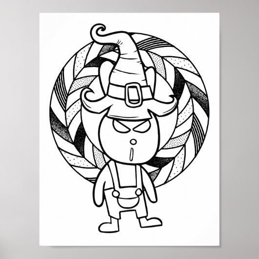 Grappige Halloween konijn kleurplaat Poster (Voorkant)