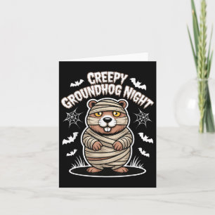 Grappige Halloween Kostuum Creepy Groundhog Night Kaart