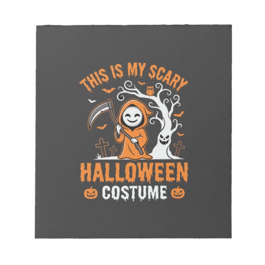 Grappige Halloween Kostuum Grim Reaper Kerkhof Des Notitieblok (Voorkant)