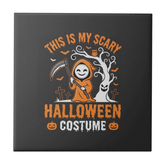 Grappige Halloween Kostuum Grim Reaper Kerkhof Des Tegeltje (Voorkant)