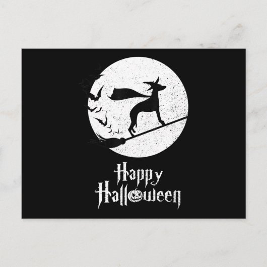 Grappige Halloween Kostuum Heks WHIPPET Hond Liefh Feestdagenkaart (Voorkant)
