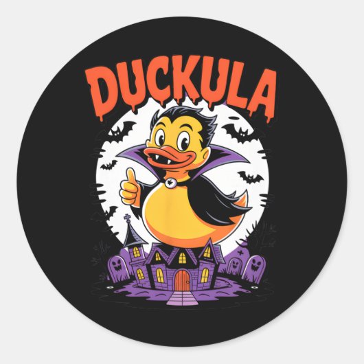 Grappige Halloween Kostuum Vampier Rubber Duck Duc Ronde Sticker (Voorkant)