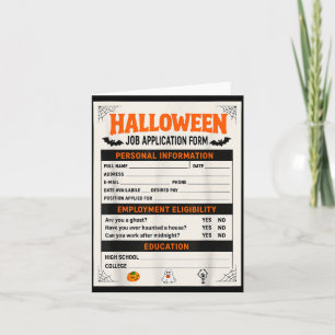 Grappige Halloween-kostuums Sollicitatiekostuum Kaart