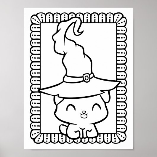 Grappige Halloween lachende hond kleurplaat Poster (Voorkant)