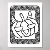 Grappige Halloween lachende pompoen kleurplaat Poster (Voorkant)