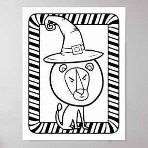 Grappige Halloween Leeuw Kleurplaat Poster