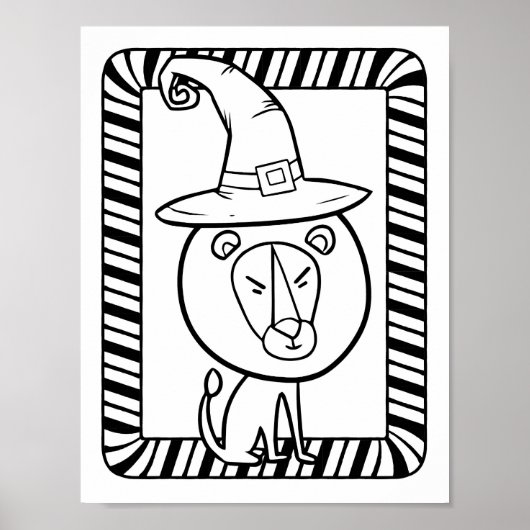 Grappige Halloween Leeuw Kleurplaat Poster (Voorkant)