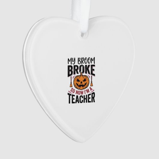 Grappige Halloween Leraar Bezem Gebroken Vector De Ornament (voorkant)