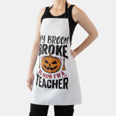 Grappige Halloween Leraar Bezem Gebroken Vector De Schort (Insitu)