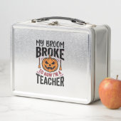 Grappige Halloween Leraar Bezem Gebroken Vector On (In situ)