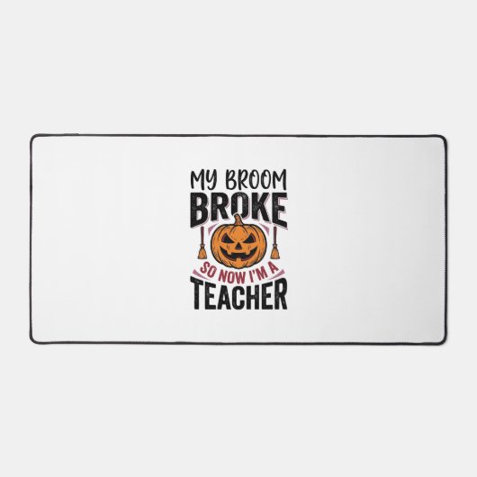 Grappige Halloween Leraar Bezem Gebroken Vector On Bureaumat (Voorkant)
