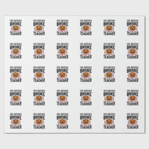 Grappige Halloween Leraar Bezem Gebroken Vector On Cadeaupapier