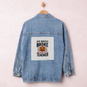 Grappige Halloween Leraar Bezem Gebroken Vector On Denim Jacket (Hangar)