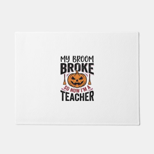 Grappige Halloween Leraar Bezem Gebroken Vector On Deurmat (Voorkant)