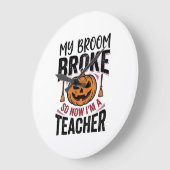 Grappige Halloween Leraar Bezem Gebroken Vector On Grote Klok (Hoek)