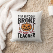 Grappige Halloween Leraar Bezem Gebroken Vector On Kussen (Deken)