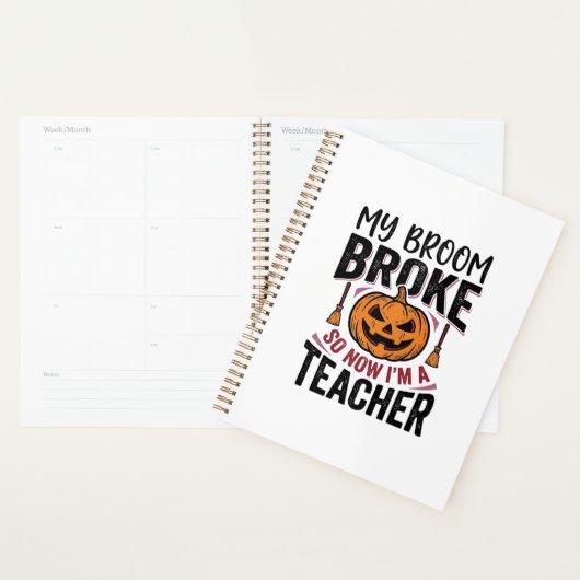Grappige Halloween Leraar Bezem Gebroken Vector On Planner (Display)