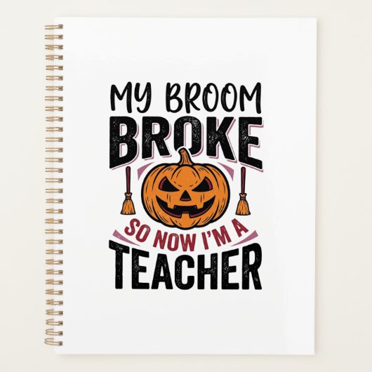 Grappige Halloween Leraar Bezem Gebroken Vector On Planner (Voorkant)
