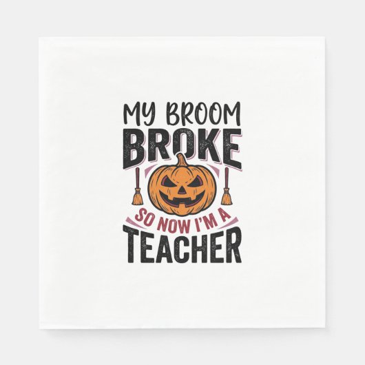 Grappige Halloween Leraar Bezem Gebroken Vector On Servet (Voorkant)