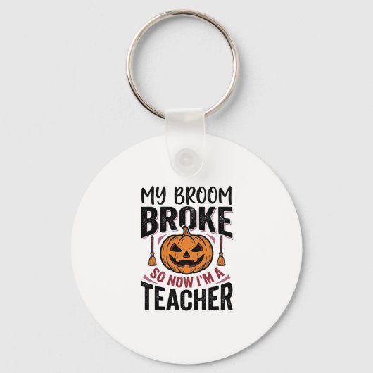 Grappige Halloween Leraar Bezem Gebroken Vector On Sleutelhanger (Voorkant)