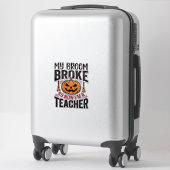 Grappige Halloween Leraar Bezem Gebroken Vector On Sticker (Koffer)