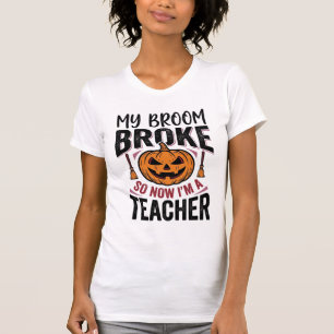 Grappige Halloween Leraar Bezem Gebroken Vector On T-shirt